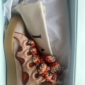 Lanvin Beige and Burgundy Sneakers